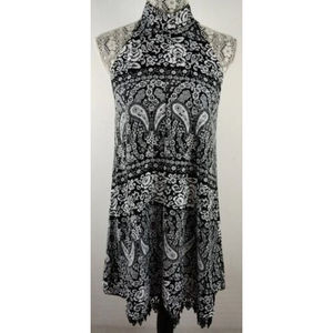 Altar'd State Black Floral Paisley Print Halter Swing Mini Dress Size Small